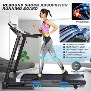 ANCHEER Folding Treadmill 300 lb Capacity,3.25HP Electric Motorized Automatic Incline Running Machine for Home Gym, 17'' Wide Tread Belt, Free App Control