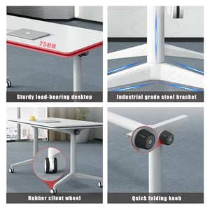 Generic Foldable Conference Table with Silent Wheels - 62.9" x 23.6" x 29.5