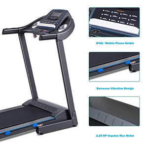 GYMAX Folding Treadmill, Electric Motorized Running/Walking Machine with LCD Display, Heavy Duty Exercise Machine for Home/Gym