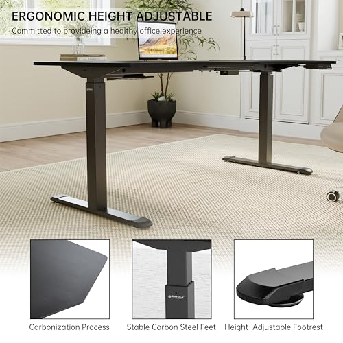 EUREKA ERGONOMIC Electric Standing Desk Adjustable Height (70" x 30") Dual Motor, Memory Presets, Smoked Wood