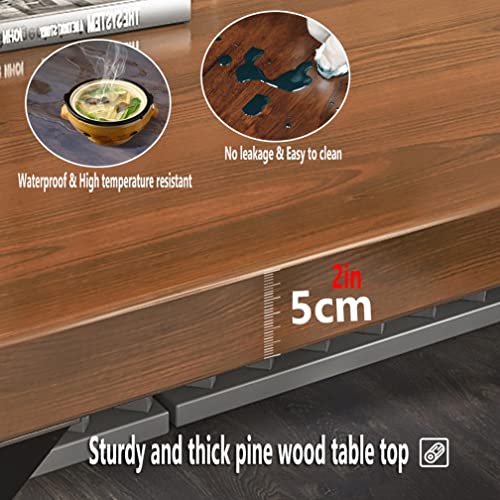 Solid Wood Home Office Computer Desk, Natural Pine PC Workstation, Yellow, 300x120x75cm