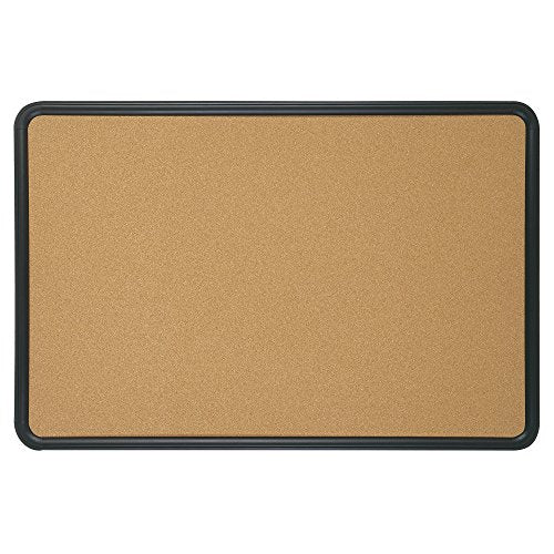 Quartet Contour Cork Bulletin Board, 3 Feet x 4 Feet, Black Plastic Frame (699175)