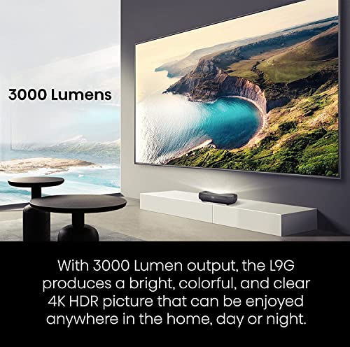Hisense 100L9G 4K UHD Tri-Laser Ultra Short Throw Projector - 3000 Lumens Android TV HDR10 Dolby Atmos 40W Audio