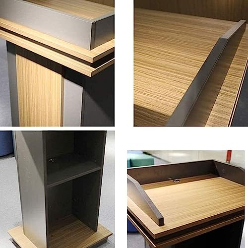 Wooden Hostess Stand with Shelf, Floor Standing Podiums Reception Desk