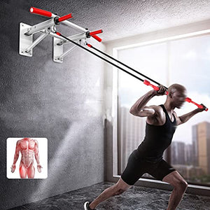 TYX Foldable Pull Up Bars Wall Mounted, Strength Training Equipment with Non-Slip Black Handles, Heavy Duty Chin Up Bar for Indoor Home Gym Workout,Black
