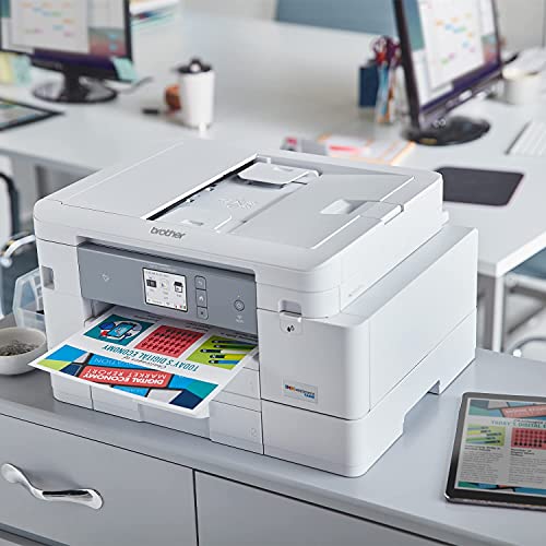 Brother MFC-J4535DW INKvestment Tank All-in-One Color Inkjet Printer with NFC, Auto 2-Sided Printing, Print Scan Copy Fax, Built-in wireless, 4800 x 1200 dpi, White - Bundle with JAWFOAL Printer Cable