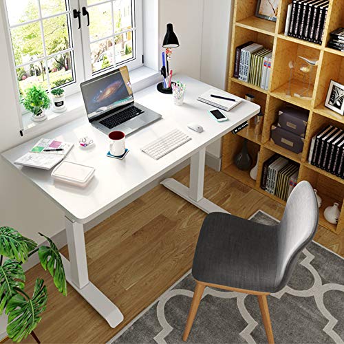 Electric Standing Desk Height Adjustable Desk, 48x 24 inches Sit Stand Desk Home Office Workstation Stand up Desk Sit to Stand Tabletop, White