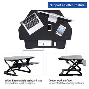 FlexiSpot 41" Standing Desk Converter with Quick Release Keyboard Tray Computer Desk,Black (M4B)