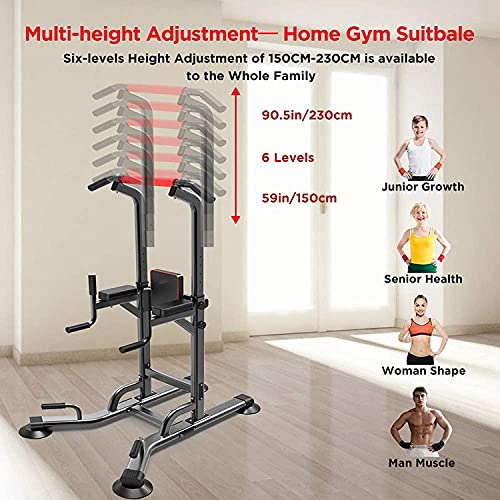 JYMBK Training Fitness Workout Station Power Tower,Weight Station Multi Function Pull Up Station for Strength Training - Dip Stand Bar - Push Up Equipment of Home Gym Exercise