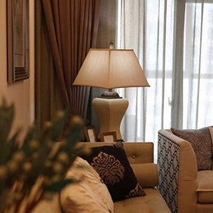 HIZLJJ High-end Rustic Ceramic Crackle Beige Shade Simple Post-Modern Creative for Living Room Family Bedroom BedsideTable Lamp