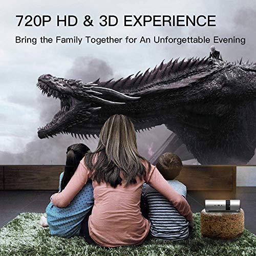 JmGO P2 Smart Mini Projector, Native 720P HD Portable Projector: 250 ANSI lm, 1080P FULL HD Supported,10W Dolby Digital Speaker, 3D, WI-FI, Android OS, Wi-Fi, DLP, 180" Picture