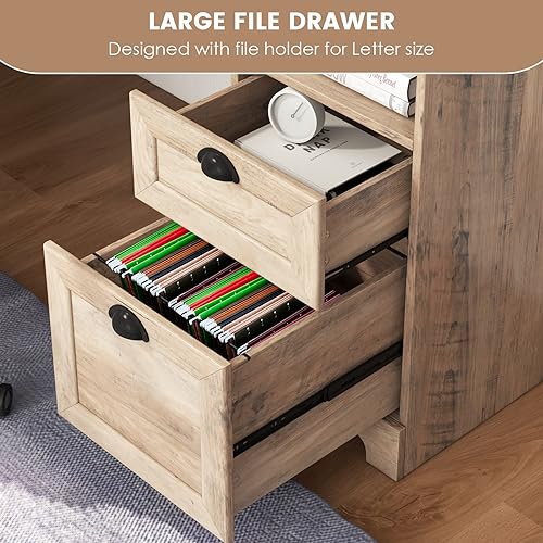 Tangkula L-Shaped Office Desk with Keyboard Tray, Storage Drawers & Cabinet