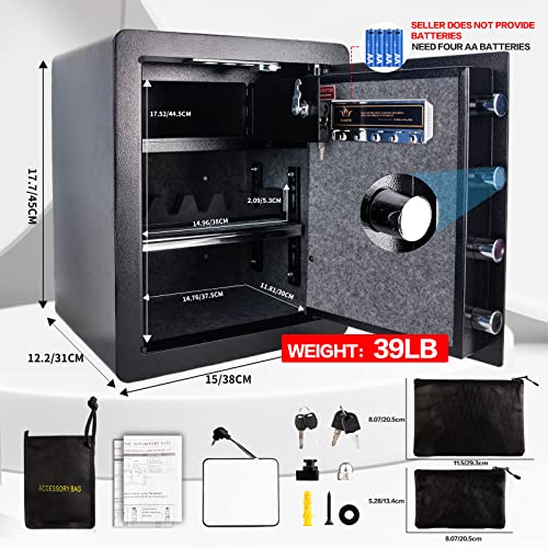1.9 Cub Security Safe and Safe Box with Digital Keypad,Fireproof Safe with Inner Cabinet LED Light,Money Safe box for Home Hotel Business