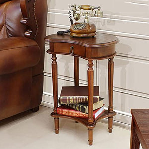 BinOxy Solid Wood 2-Tier Coffee Table with Drawer and Storage Shelf