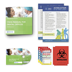2020 OSHA Manual for Dental Offices Including Regulations and Standards Manual (hardcopy) + Safety Policies and Forms (CD) + Training Outline and Test + Resource CD + Posters + Labels