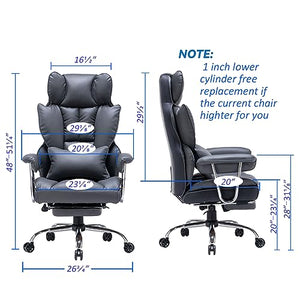 Efomao Big and Tall High Back Ergonomic Office Chair with Lumbar Support and Leg Rest (Dark Grey)