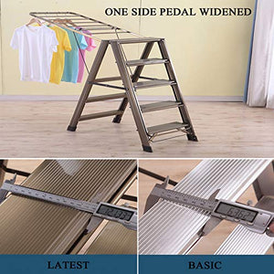 LUCEAE Aluminum Step Stool 4/5 Step Folding Clothes Rack with Non-Slip Pads