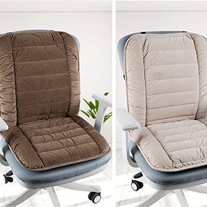 None Beige Lumbar Support Office Chair Cushion - Plush Comfort Seat Pad Mat