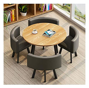 VOMKR Office Reception Coffee Table Set with 4 Chairs - Gray