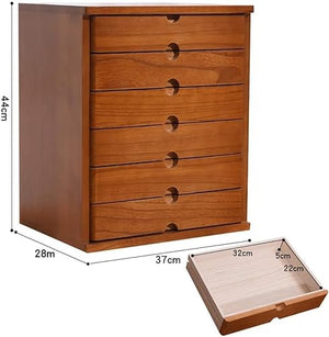 ELODEK Solid Wood Desktop File Cabinet - 6 Drawer Office Organizer