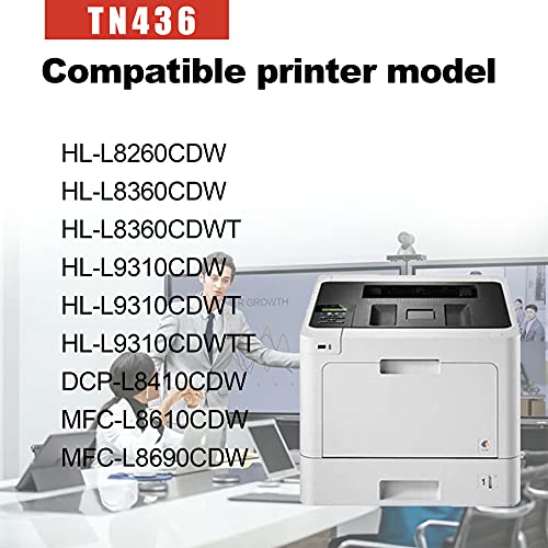 Compatible 4 Pack(1BK+1C+1M+1Y) TN436BK TN436C TN436M TN436Y Cartridge Replacement for Brother HL-L8260CDW L8360CDWT L9310CDW DCP-L8410CDW MFC-L8610CDW Printer Toner Cartridge