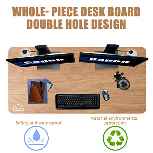 Electric Standing Desk, 55 x 28 Inches Height Adjustable Dual Motor Stand up Desk Workstation, Full Sit Stand Home Office Table, Whole-Piece Desk Board (White Frame/Yellow Top)