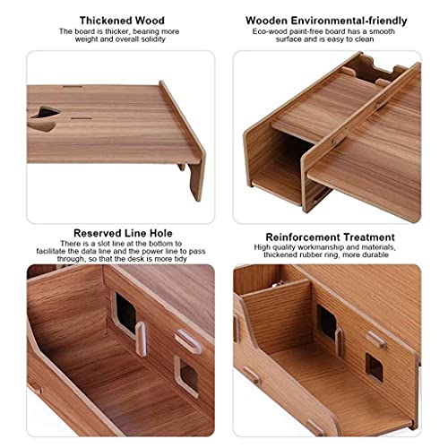 YFSDX Wooden Computer Monitor Stand Riser Desktop Storage Shelf Laptop Stand Organizer Monitor Holder for Home Office Supplies