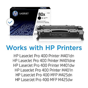 HP 80X | CF280X | Toner-Cartridge | Black | Works with HP LaserJet Pro 400 Printer M401 series, M425dn | High Yield