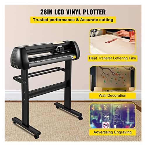 28-Inch Vinyl Cutter Plotter 630mm Cutting Width Sign Printer Machine with Stand and LCD Display