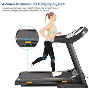 Caroma Folding Treadmill for Home with Incline, 3.0 HP Electric Treadmill 300 lb Capacity, 9 MPH Running Machine with Shock Absorber, Bluetooth Speaker & LCD & Pulse Monitor, APP Control, 12 Programs