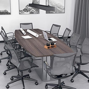 SKUTCHI DESIGNS INC. 10 Person Boat Shaped Conference Table | Harmony Series | 10' | Black Oak