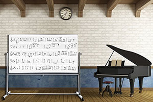 Luxor Home School Classroom Mobile Double Sided Magnetic Music Notation Whiteboard - 72"W x 48"H , 1 Pack
