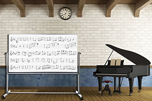 Offex School Classroom 72" x 48" Mobile Magnetic Double Sided Music Whiteboard, 1 Pack (OF-MB7248MM-1PK)