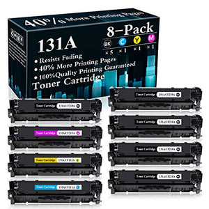 8 Pack (5BK+C+M+Y) 131A | CF210A CF211A CF212A CF213A Remanufactured Toner Cartridge Replacement for HP Color Laserjet Pro M251n(CF146A) M251nw(CF147A) M276n(CF144A) M276nw(CF145A) Printer