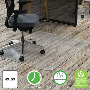 Deflecto Polycarbonate Hardfloor EconoMat Clear Chair Mat, Hard Floor Use, Rectangle, Straight Edge, 45" x 53", Clear (CM21242PCCOM)
