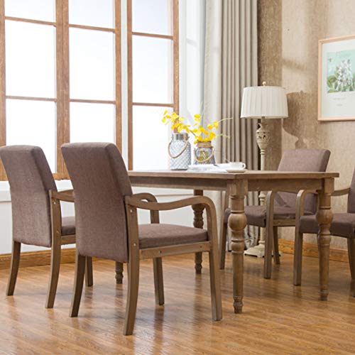 RILOOP Wooden Dining Chairs with Arm, Fabric Upholstered, Green