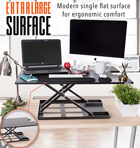 X-Elite Pro XL Standing Desk Converter | Instantly Convert Any Surface to a Stand up Desk | Extra Large Sit to Stand Desk Converter | Easily Fits 2 Monitors (36 inches | Black)