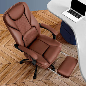 Guessky Executive Office Chair with Foot Rest - Big and Tall Reclining Leather Chair