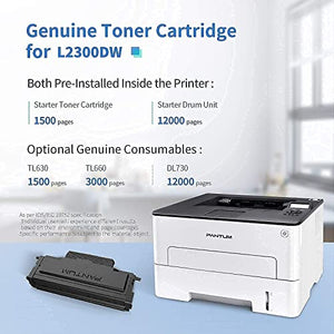 Laser Compact Printer Wireless Black and White Printer-Pantum L2300DW, Pantum Toner Cartridge TL660 Yields 3000 Pages