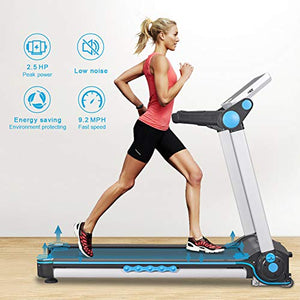 FISUP Foldable Treadmill 2.5 HP Electric Running Jogging Machine with Manual Incline and LCD Display for Home Use No Installation Required