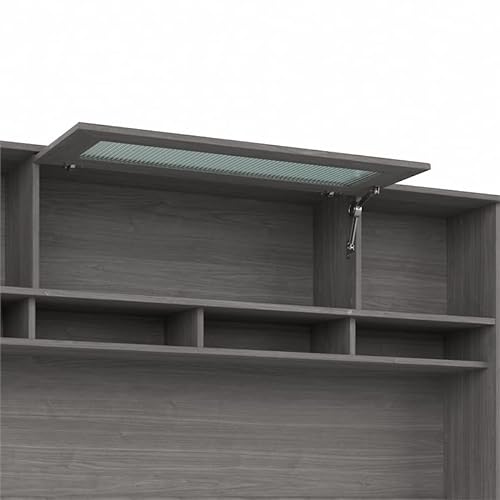 Pemberly Row Modern Gray 72W Desk Hutch - Engineered Wood