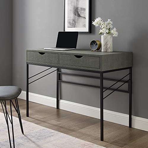 Walker Edison 2 Drawer Modern Wood and Metal Computer Writing Desk Home Office Workstation Small 44 Inch, Grey