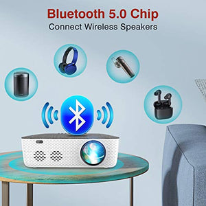 WiFi Projector Native 1080P Projector, FANGOR 701 Video Projector Bluetooth/Full Sealed Design/Digital Keystone/300” Display/50%Zoom 8500L Movie Projector Support 4K, for phone/PC/XBox/PS4/TV Stick