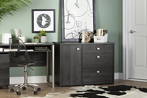 South Shore Office Storage Unit with File Drawer, Gray Oak