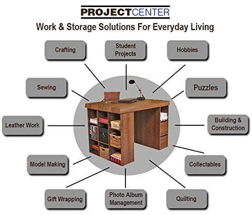Venture Horizon Project Center Desk with 2-3 Bin Cabinets-Walnut