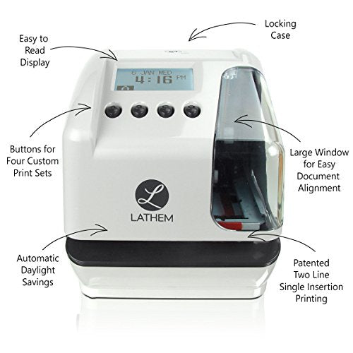 Lathem LT5000 Electronic Multi-Line Time, Date and Numbering Document Stamp, Can Be Wall Mounted (Screws Included) (LT5000)