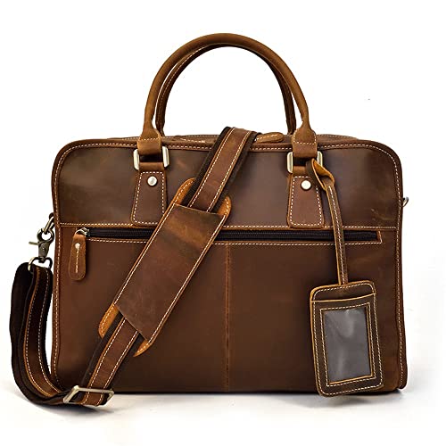 WFJDC Retro Men's Briefcase Messenger Bag Work Handbag 14 Inch Computer Bag Shoulder Men's Bag (Color : B, Size : 29 * 40 * 13cm)