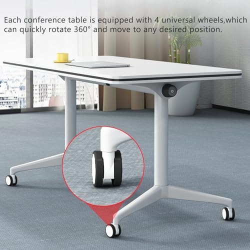 Ptosziav Folding Conference Table Set of 4, White, 140x60cm