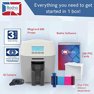 Magicard 600 Dual Sided ID Card Printer & Complete Supplies Package with Bodno ID Software - Gold Edition