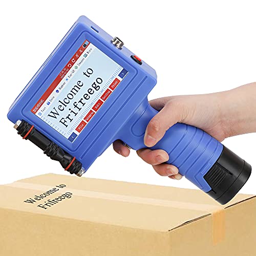 Frifreego Handheld Inkjet Printer, 600DPI Quick-Drying Portable Printer, HD Touch Screen, for Printing QR Code Date Label Brand Logo Custom Text, Suitable for Various Materials, Support 18 Languages